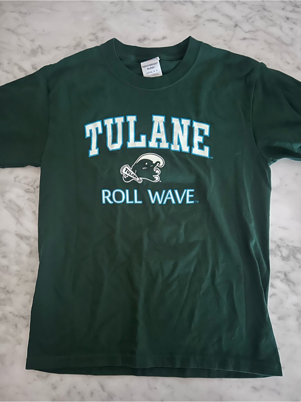 Jerzees Green Tulane Roll Wave Youth Graphic Tee
